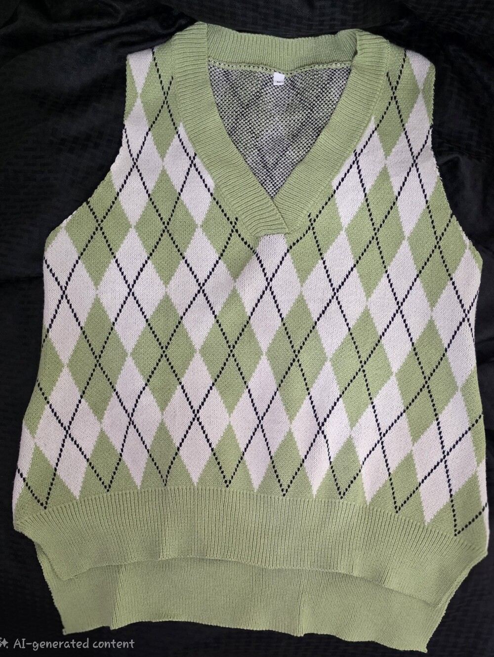 NWOT Unisex Green & White Argyle Knit Vest Size Medium